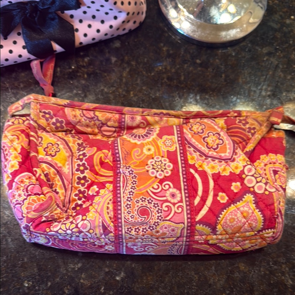 Vera Bradley Pink and Orange Cosmetic Bags with Paisley Design